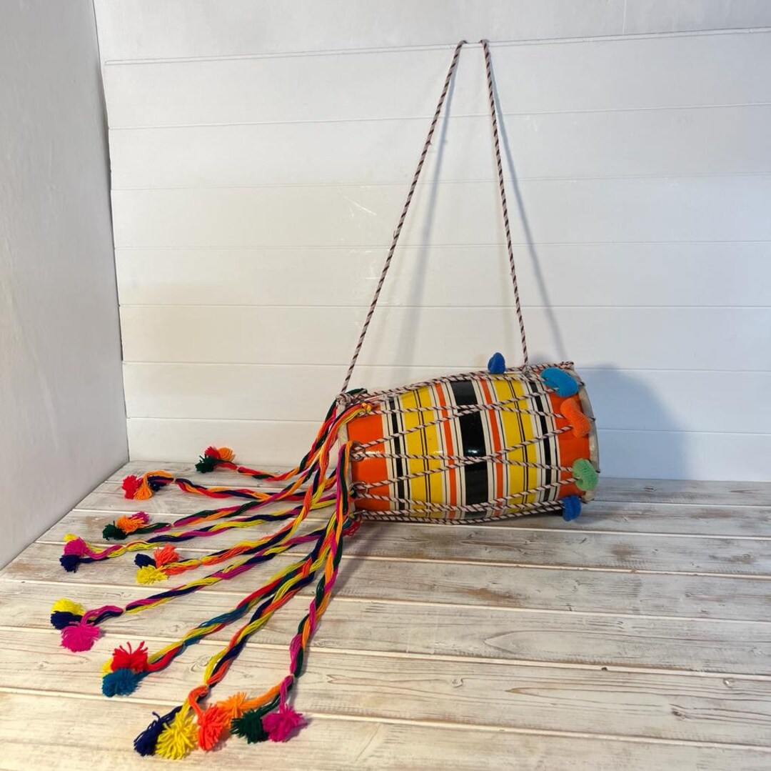 PUNJABI BHANGRA DOHL 30cm Tall Drum Mango Wood Percussion Integrated