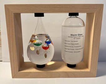 GALILEO WETTERSTATION | Glas-Thermometer | Meteorograph | Wetter Geschenk | Glas Galileo mit Sturmglas | Wetter Thermometer