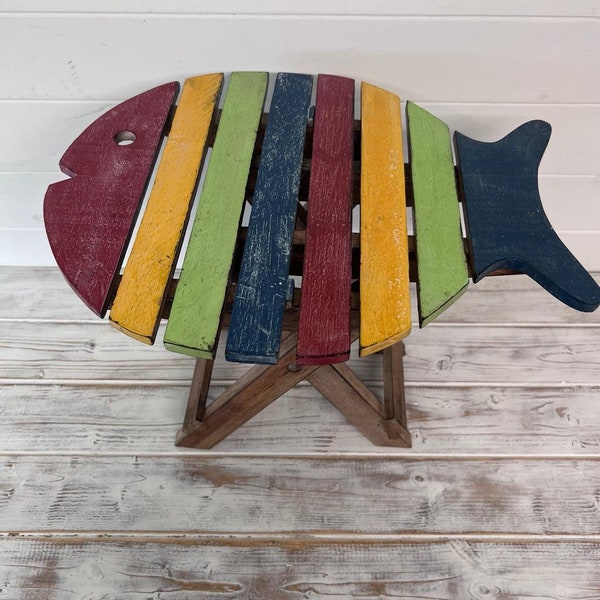 Multi Coloured Fishing Table with Distressed Finish