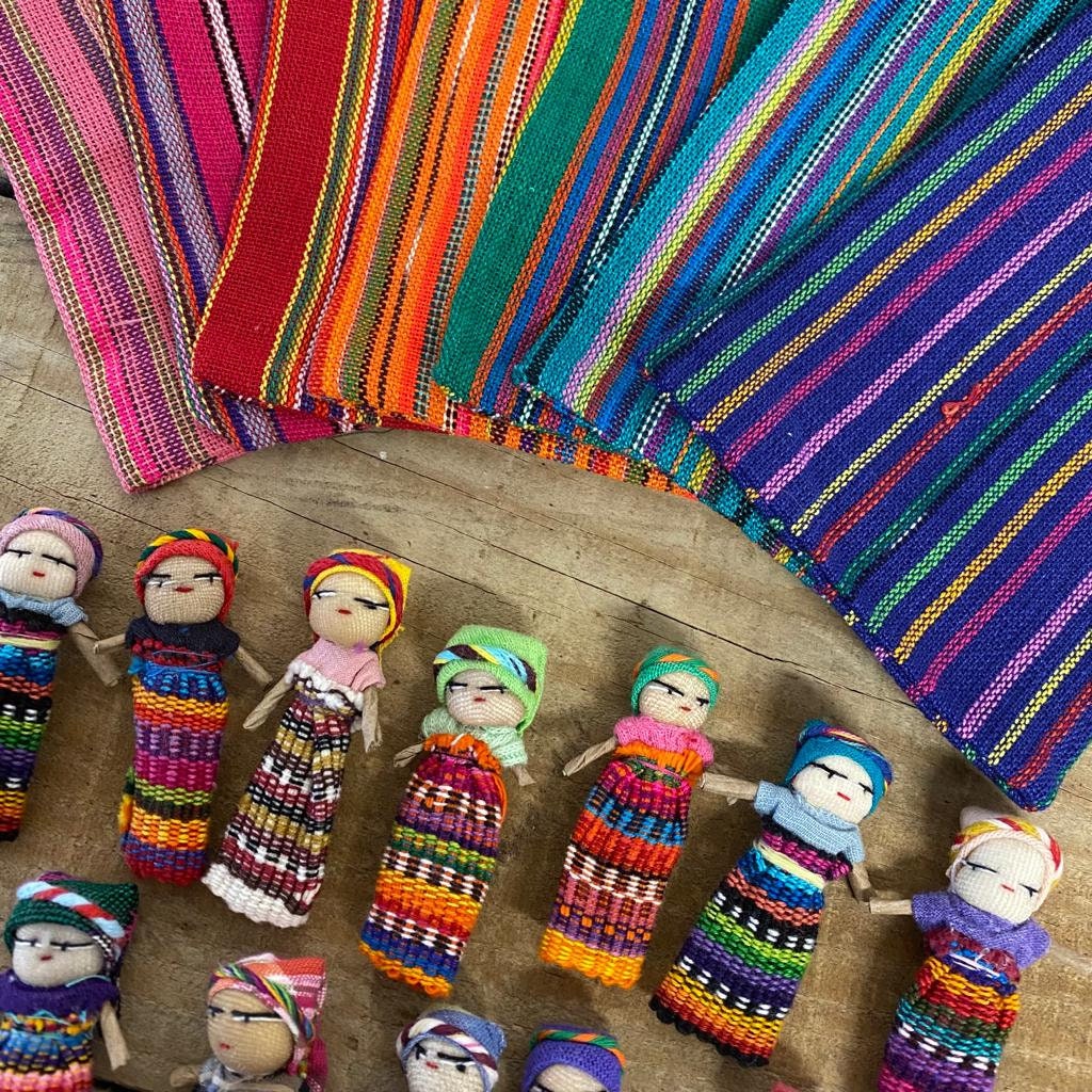 Set of 10 Guatemalan Handmade Worry Dolls With a Colourful Crafted