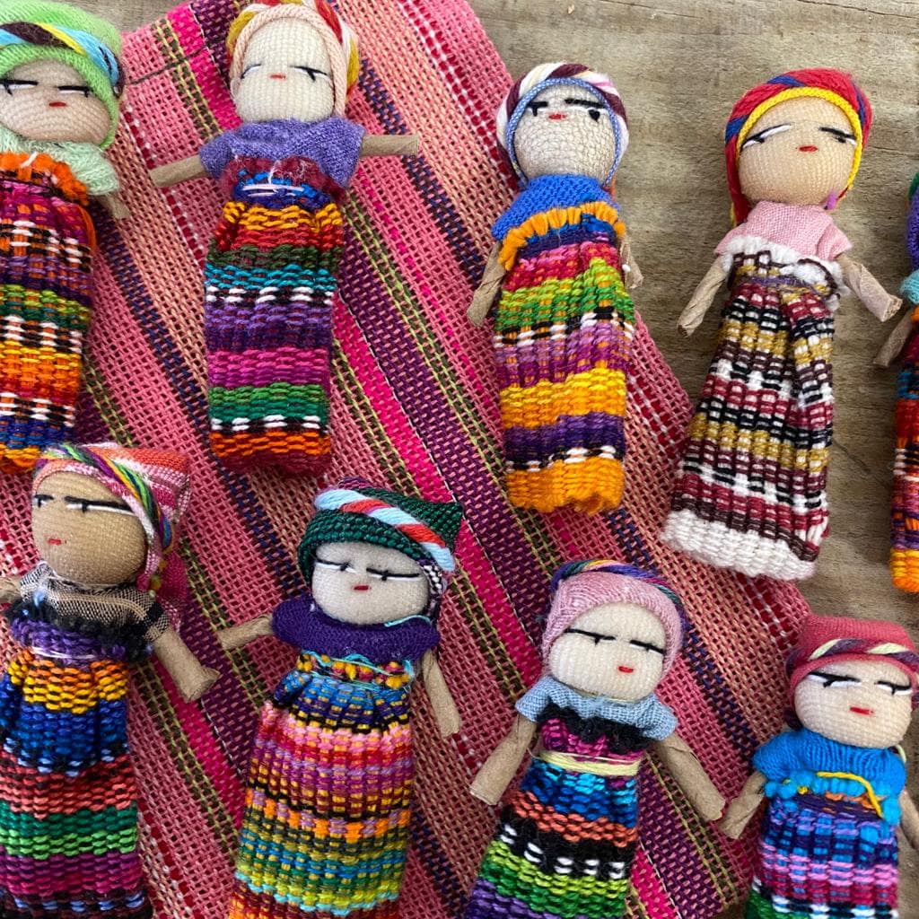 Set of 6 Guatemalan Worry Doll Ornaments Crafted by Hand, 'Worry Dolls  Share the Love