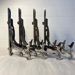 Set of 4 10 inch Metal Easel Antique Nickel Finish | Plate holder| Plate stands | Photos Pictures Decorative Plate |Wedding tables