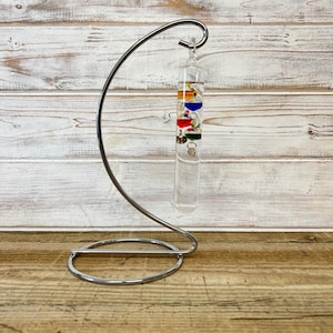 Galileo Thermometer Metal Stand Temperature Gauge Multicolored