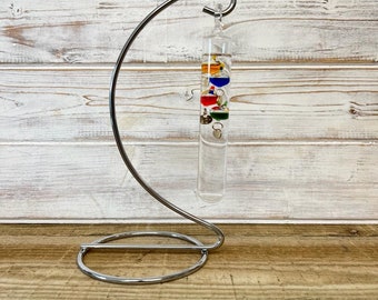 Galileo Thermometer Metal Stand Temperature Gauge Multicolored