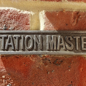 Cast Iron antique style Station Master Door Wall Train Plaque Sign