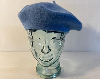 Mode-baret van 100% pure wol - lichtblauw - unisex - voor mannen en vrouwen