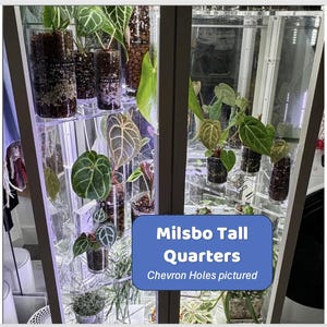 PAIR of Milsbo Tall Quarter Shelves with hardware | IKEA Indoor Greenhouse | Clear Cast Acrylic | Cord Notches & Ventilation Holes!
