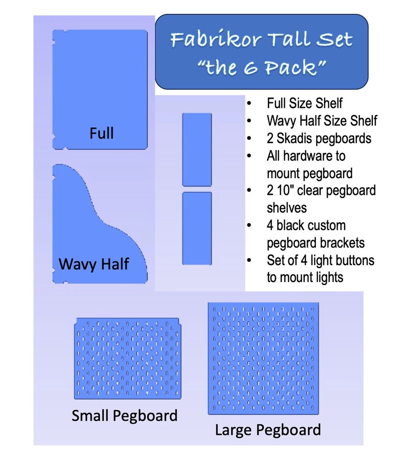 Fabrikor Tall Set or single shelves pegboard for IKEA Cabinet includes hardware Clear Cast Acrylic Skadis or Standard Pegboard image 3