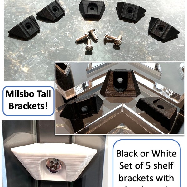 Shelf Brackets for Milsbo Tall IKEA Cabinet | Indoor Greenhouse | Includes mounting screws | Extra Milsbo Hardware | Sold in Sets of 5