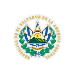 Escudo de El Salvador, Pegatinas Transparentes, tintas eco-solventes amigables, superficie resistente a los arañazos.