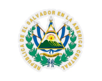 Escudo de El Salvador, Pegatinas Transparentes, tintas eco-solventes amigables, superficie resistente a los arañazos.