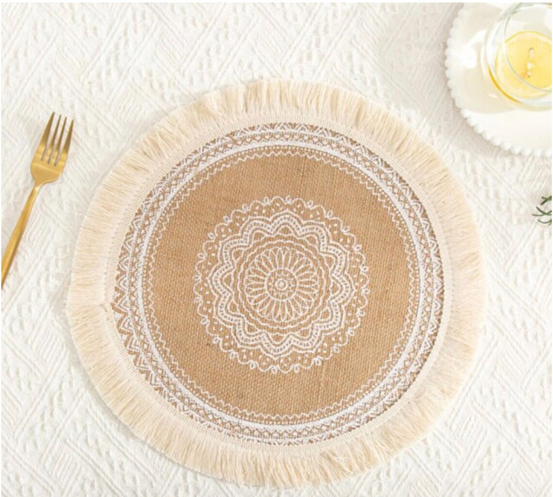 Round Placemats Boho Tassels Table Mats Heat Insulation Pads Etsy