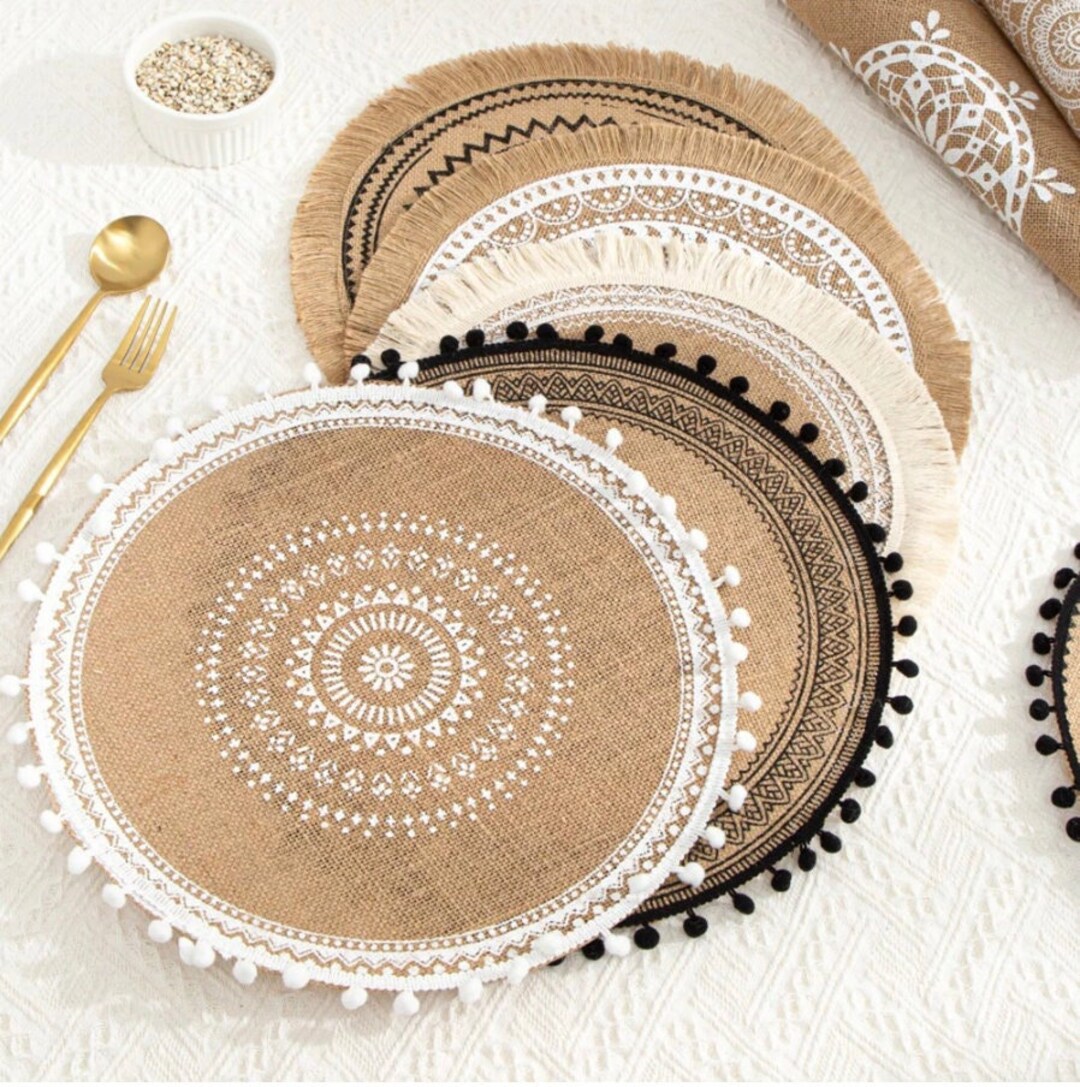 Round Placemats Boho Tassels Table Mats Heat Insulation Pads Etsy