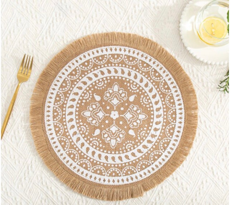 Round Placemats Boho Tassels Table Mats Heat Insulation Pads Etsy