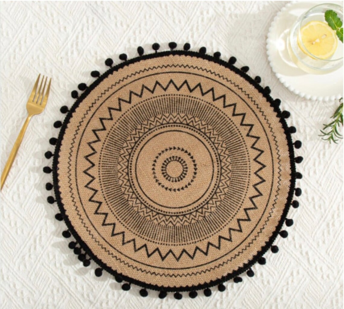 Round Placemats Boho Tassels Table Mats Heat Insulation Pads Etsy