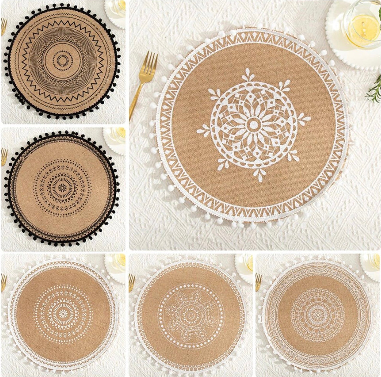 Round Placemats Boho Tassels Table Mats Heat Insulation Pads Etsy