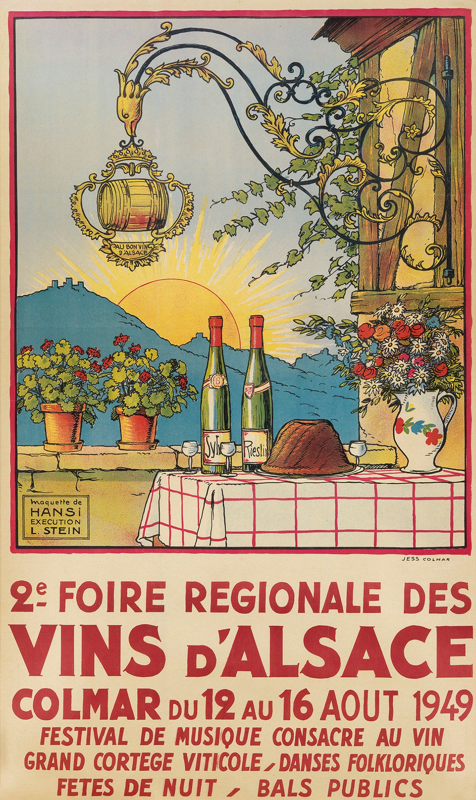 1949 Alsace French Wine Festival Vintage Poster | Etsy