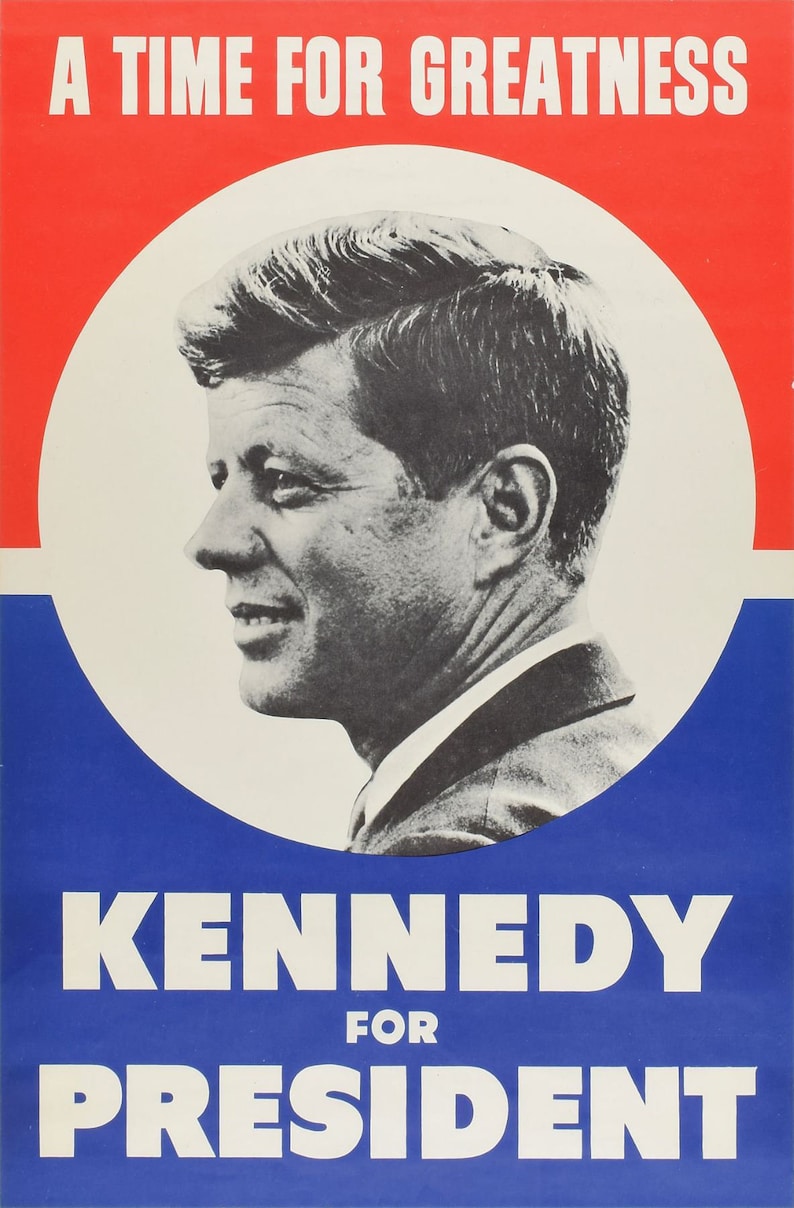 JFK Kennedy Presidential Election Vintage Poster Wall Decor Etsy