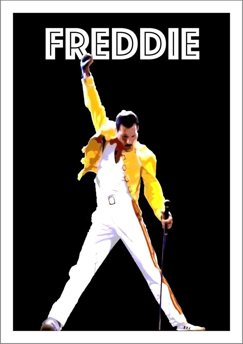 Freddie Mercury Style Black Vintage Poster
