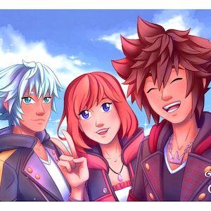 Kingdom Hearts - Sora, Riku & Kairi Selfie Print