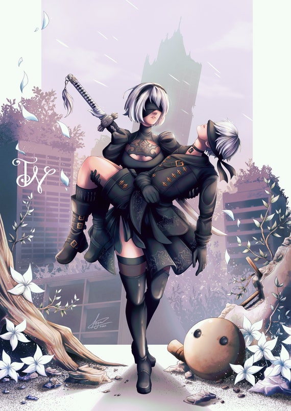 ニーアオートマタ クリアポスター 2B 9S ローソン「ニーアオートマタ」クリアファイル先着プレゼント、2B