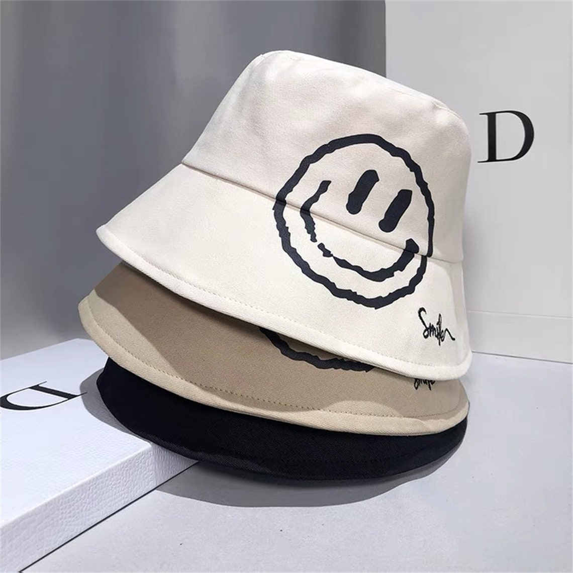 Smiley Face Bucket Hat Women Fisherman Hat Beach Cap for Etsy