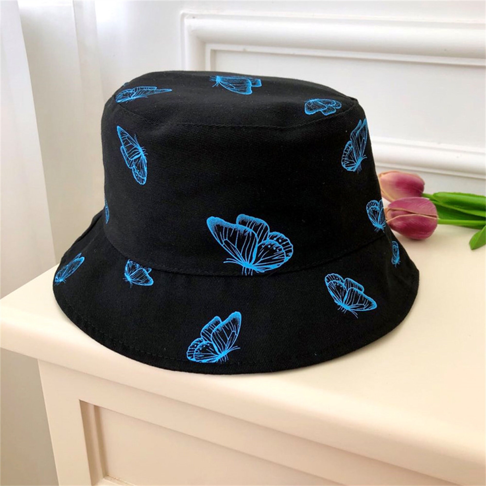 Butterfly Print Bucket Hat Reversible Bucket Hat Beach Hat Etsy