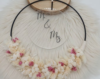 Flower Hoop, Loop, Türkranz, Kranz mit Trockenblumen, Geschenk, Hochzeit, Geburtstag, personalisiert