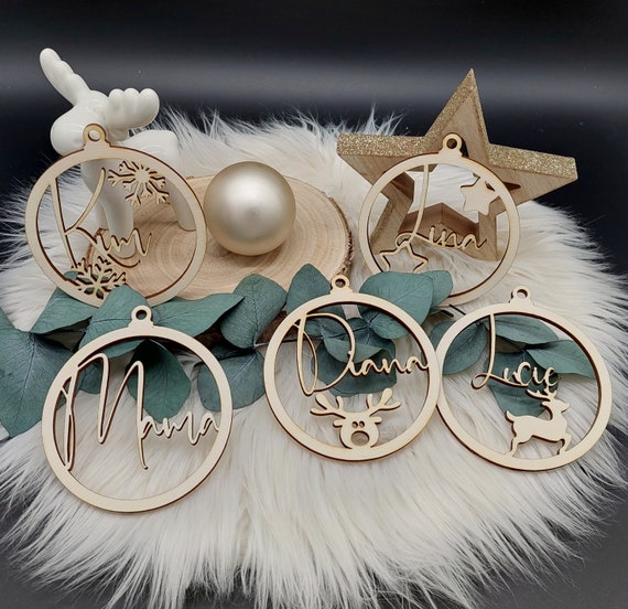 Personalisierte Weihnachtskugel Holz, Christbaumkugel, Weihnachtsgeschenk, Weihnachtsbaumschmuck
