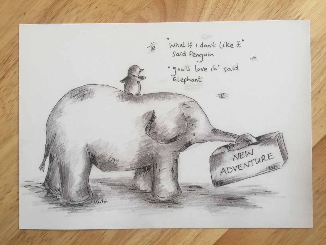 Elephant and Penguin Print A New Adventure Artwork Wall - Etsy
