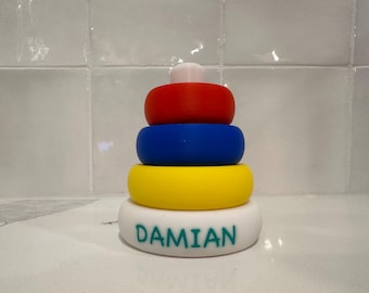 Personalized Stacking Ring Toy for Babies and Toddlers - Custom Name Stacker Toy - Montessori-Inspired and 3D Printed