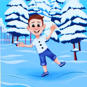 Regalo de Navidad para niño, retrato de dibujos animados, retrato de foto, dibujo de dibujos animados, retrato digital.