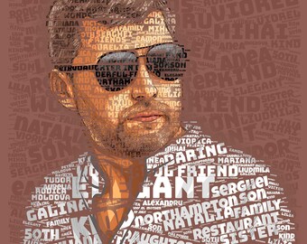 Gift for businessman, entrepreneur, father personalized portrait, custom word cloud , Digital portrait from photo, boyfriend Anniversary