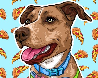 Benutzerdefinierte Aquarell Haustier Porträt | Hund oder Katze beim Fressen (Digitale Datei)