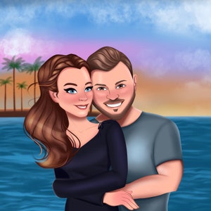 Benutzerdefiniertes Porträt, Paarporträt, Foto-Illustration, personalisiertes Foto, Cartoon-Zeichnungen, Weihnachten, Freund-Valentinstag-Geschenk