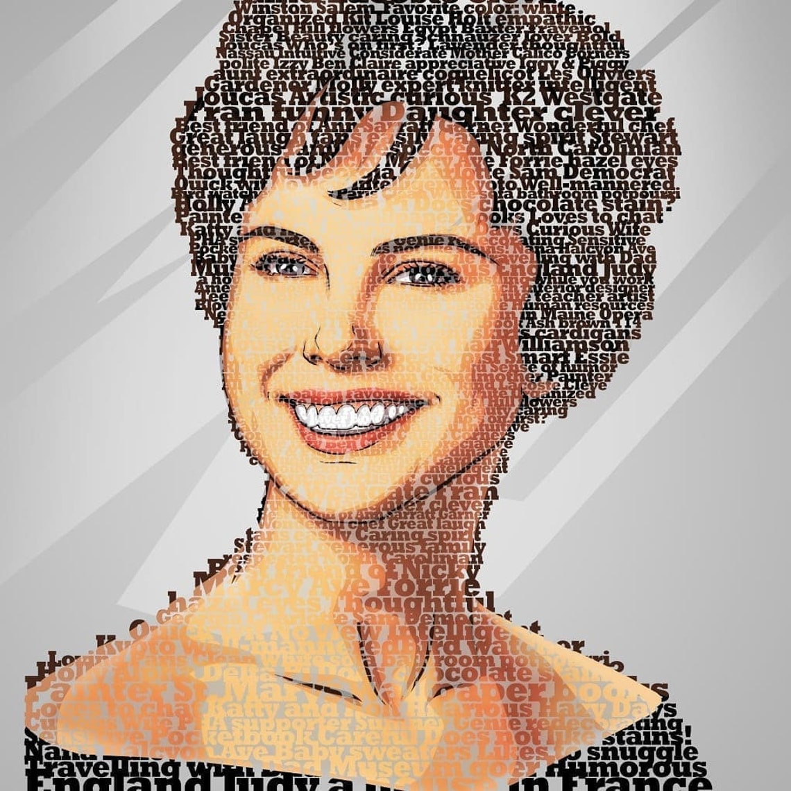 Text Art Portrait From Your Photo Personalize Portrait Etsy