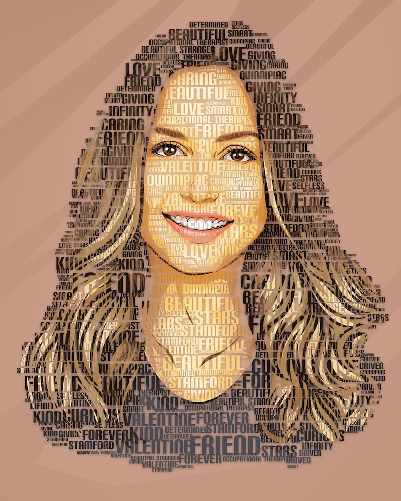 Text Art Portrait From Your Photo Personalize Portrait Etsy