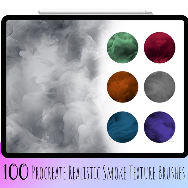 100 pinceaux de procréation de texture de fumée réaliste, pinceau à effet de fumée, pinceaux de fumée, Ipad de fumée, fumée de procréation, pinceaux abstraits