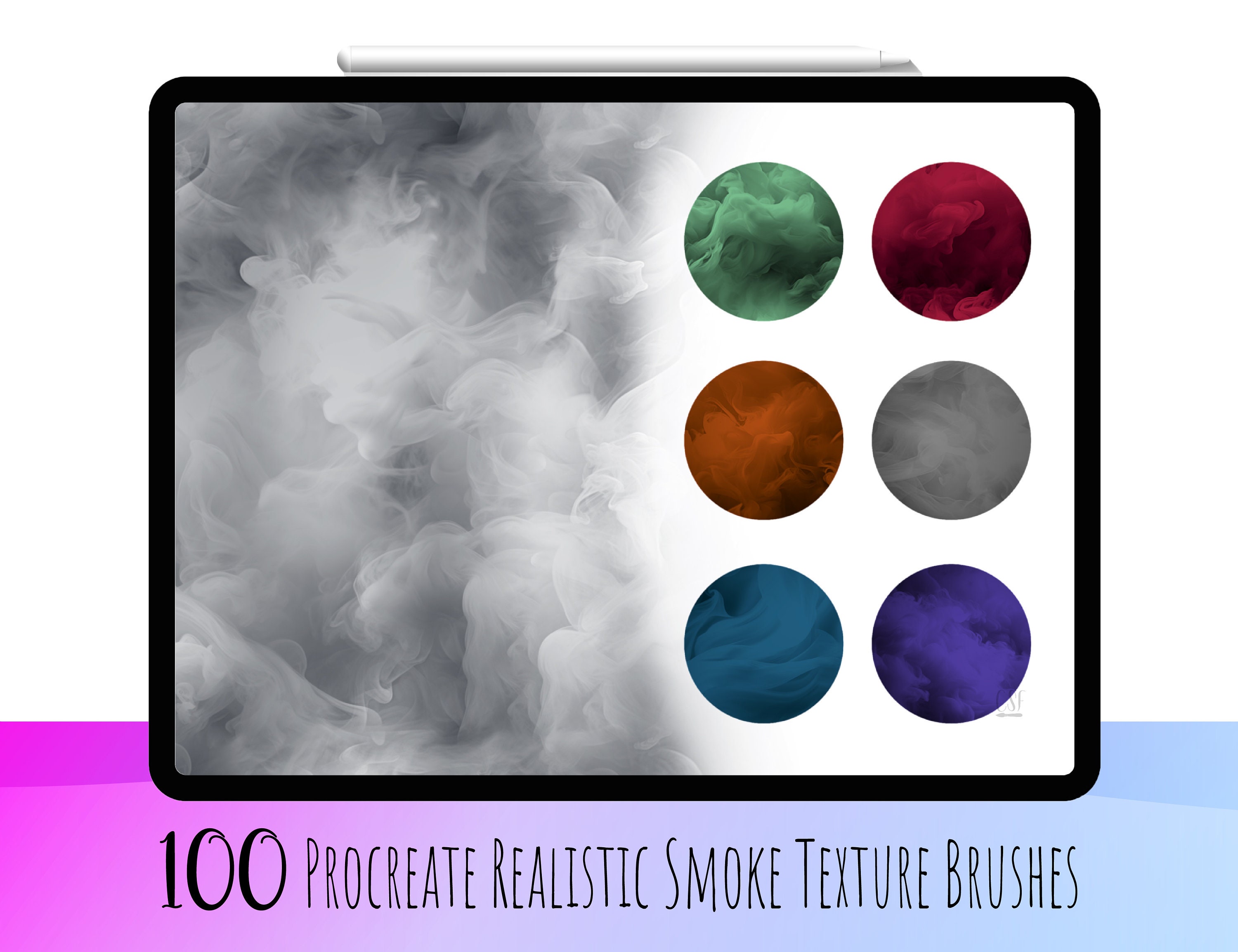100 Realistic Smoke Texture Procreate Brushes, Smoke Effect Brush