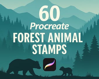 60 Procreate Wild Animal Stamp Brushes, Forest Animal Stamp Set, Animal Brushes, Procreate Nature, Ipad Stamps, Forest Animals Stamps