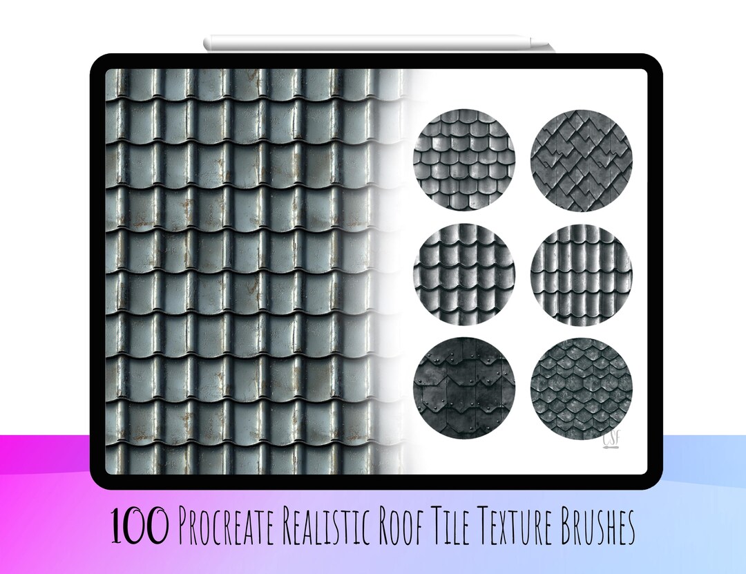 100 Realistic Roof Tile Texture Procreate Brushes, Roof Texture ...