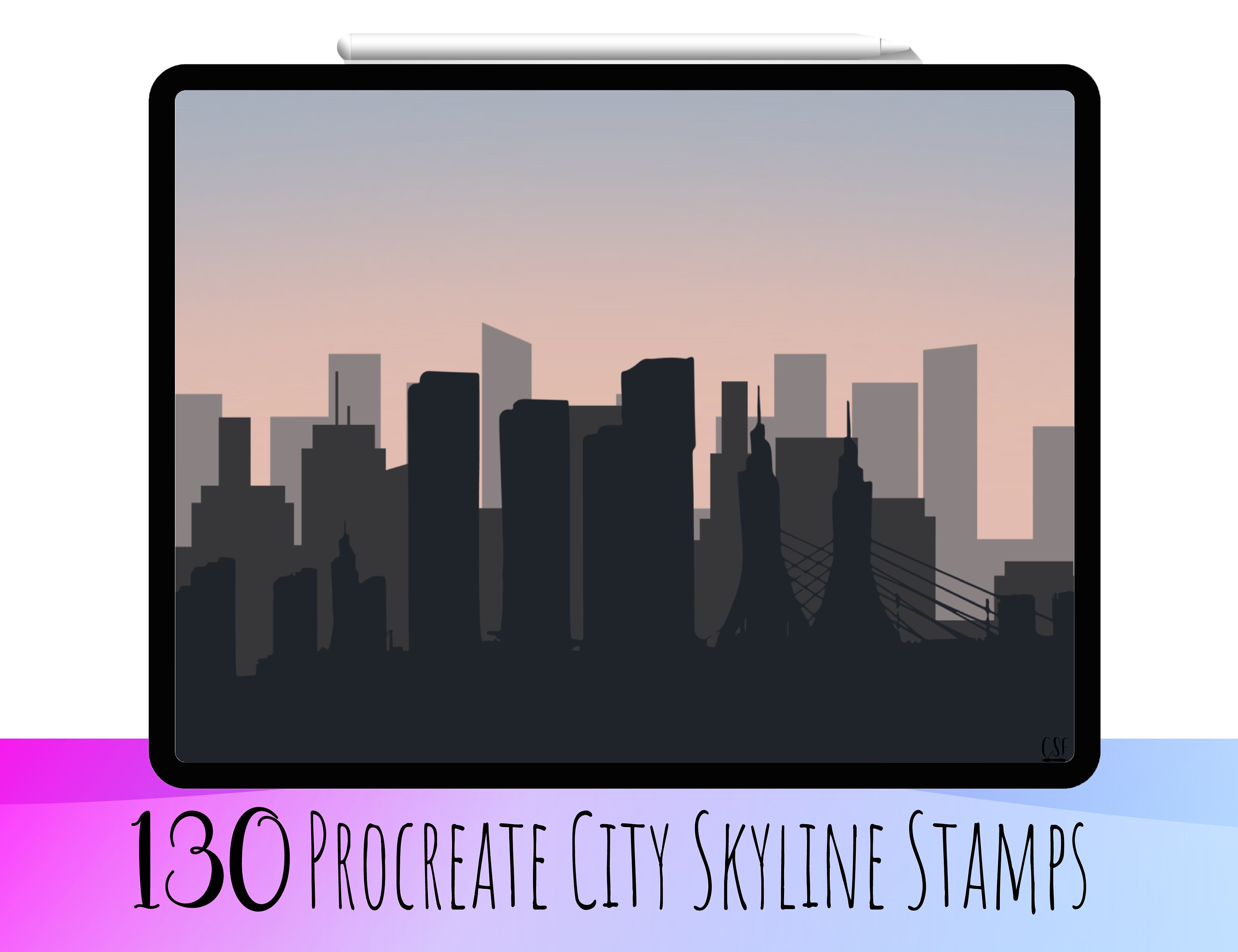 130 Procreate City Skyline Stamp Brushes City Skyline City Etsy