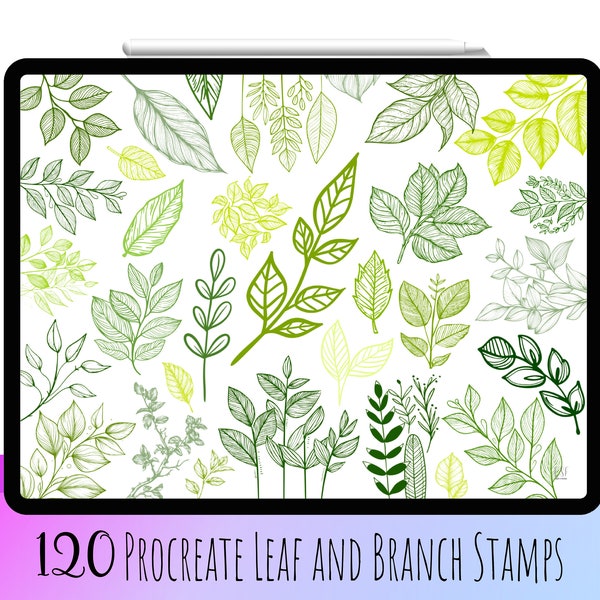 120 Procreate Leaves and Branches Stamp Brushes, Leaf Stamp Set, Branch Brush, Digital Star Brushes,Botanical Stamps,Leaves Brush,Leaf Stamp
