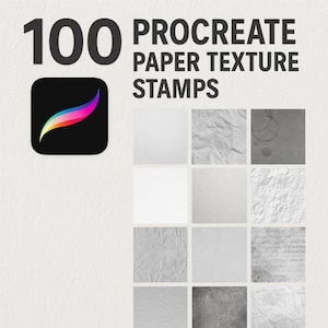 100 pennelli per timbri con texture di carta Procreate, tele di carta Procreate, texture di carta Procreate, carta per acquerelli Procreate, quaderno Procreate