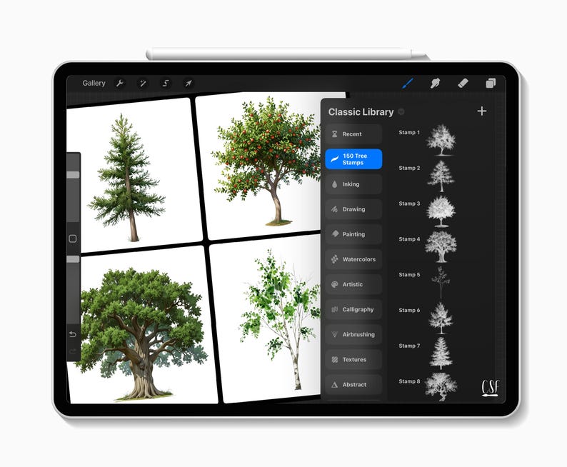 150 Procreate Tree Stamps for Digital Art, Forest Illustration ...