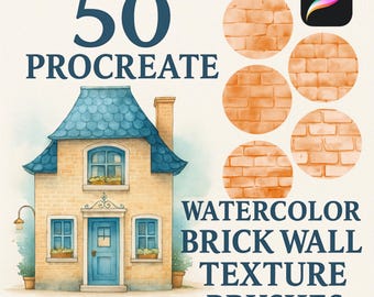 50 Watercolor Brick Wall Procreate Brushes, Brick Texture Procreate, Watercolor Texture Brush, Procreate Architect, Brick Texture Brush