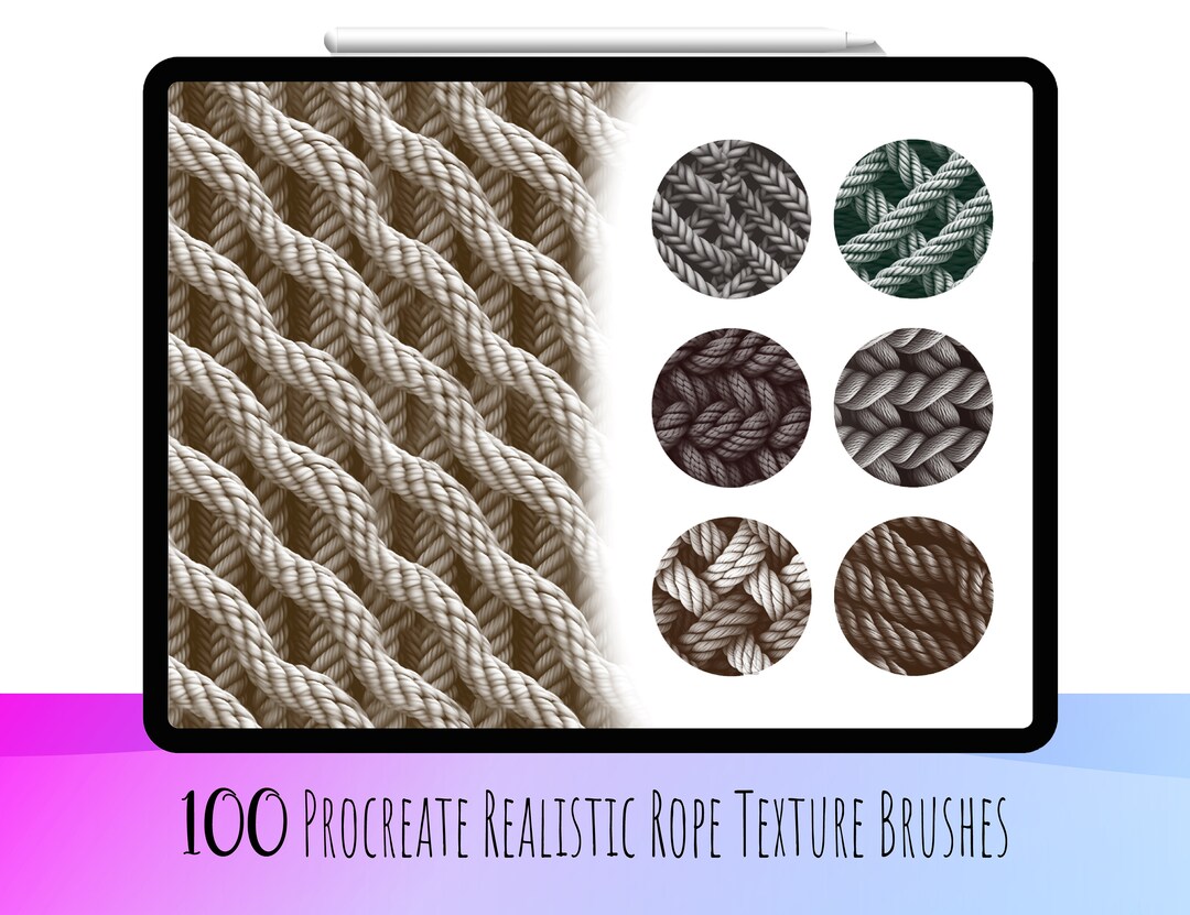 100 Realistic Rope Procreate Brushes, Rope Texture Brush, Procreate