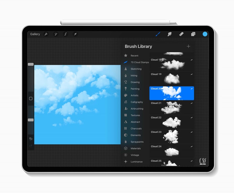 70 Procreate Cloud Stamp Brushes Cloud Stamp Set Cloud Etsy