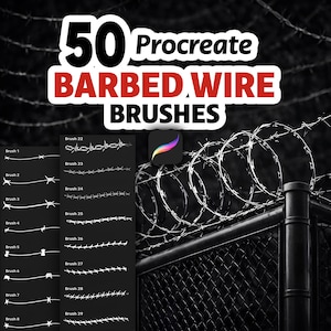 50 Procreate Barbed and Razor Wire Brushes, Fence Wire Elements, Sharp Wire Set