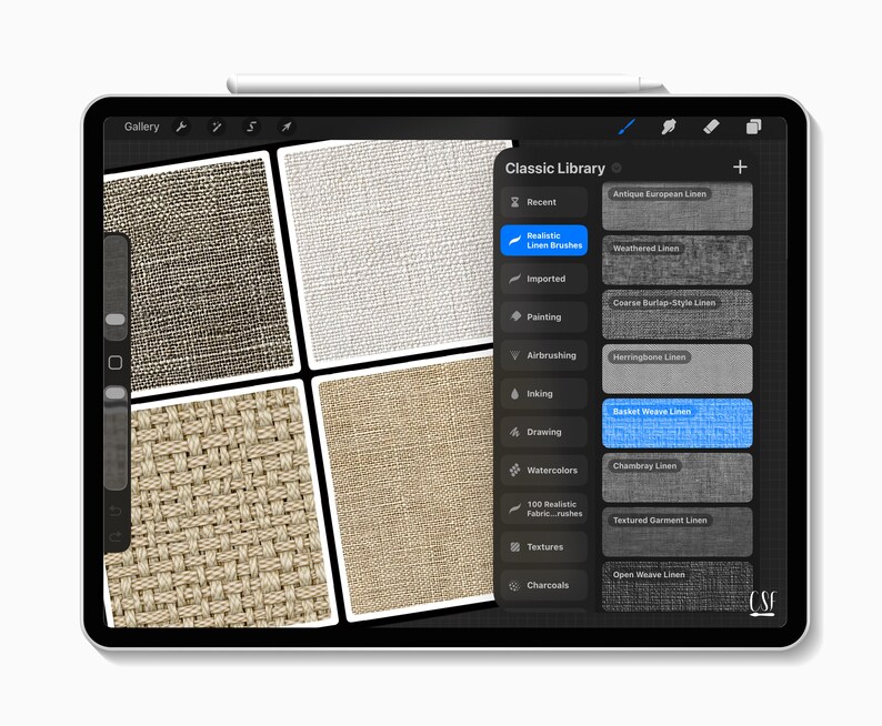 Procreate用リネンハンドクラフトテクスチャブラシ、リアルな布地PNGテクスチャ、キャンバス効果 画像 7